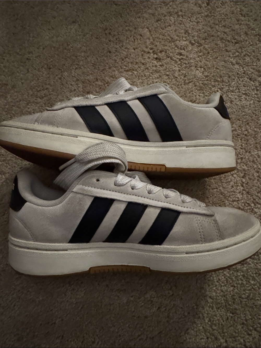 adidas White Sneakers with Black Stripes - Women’s Low-Top